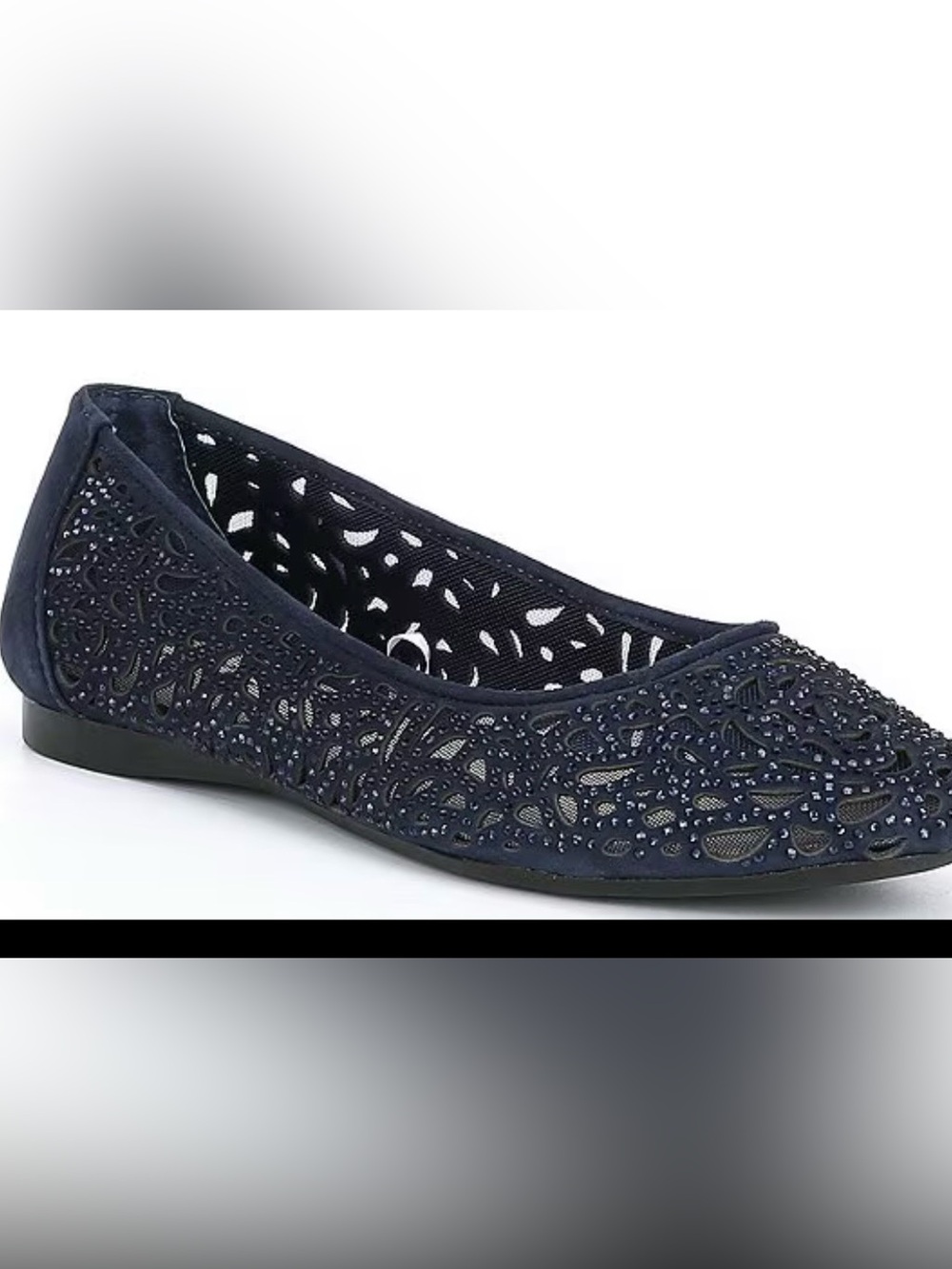 Alex Marie Altana Suede Laser-Cut Rhinestone Flats seaport navy size 9